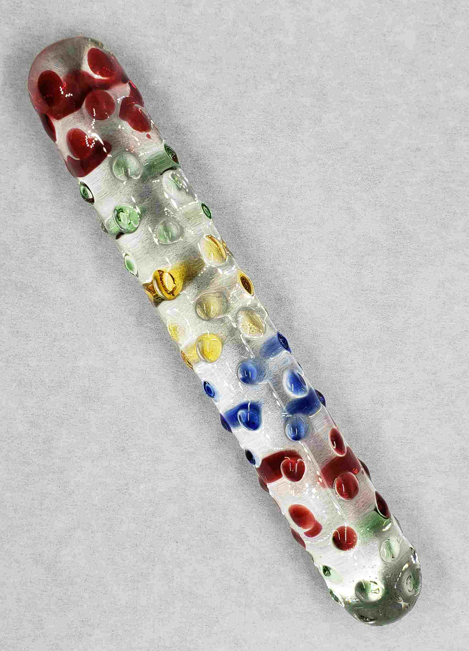 Colored Glass Dildo With Bumps